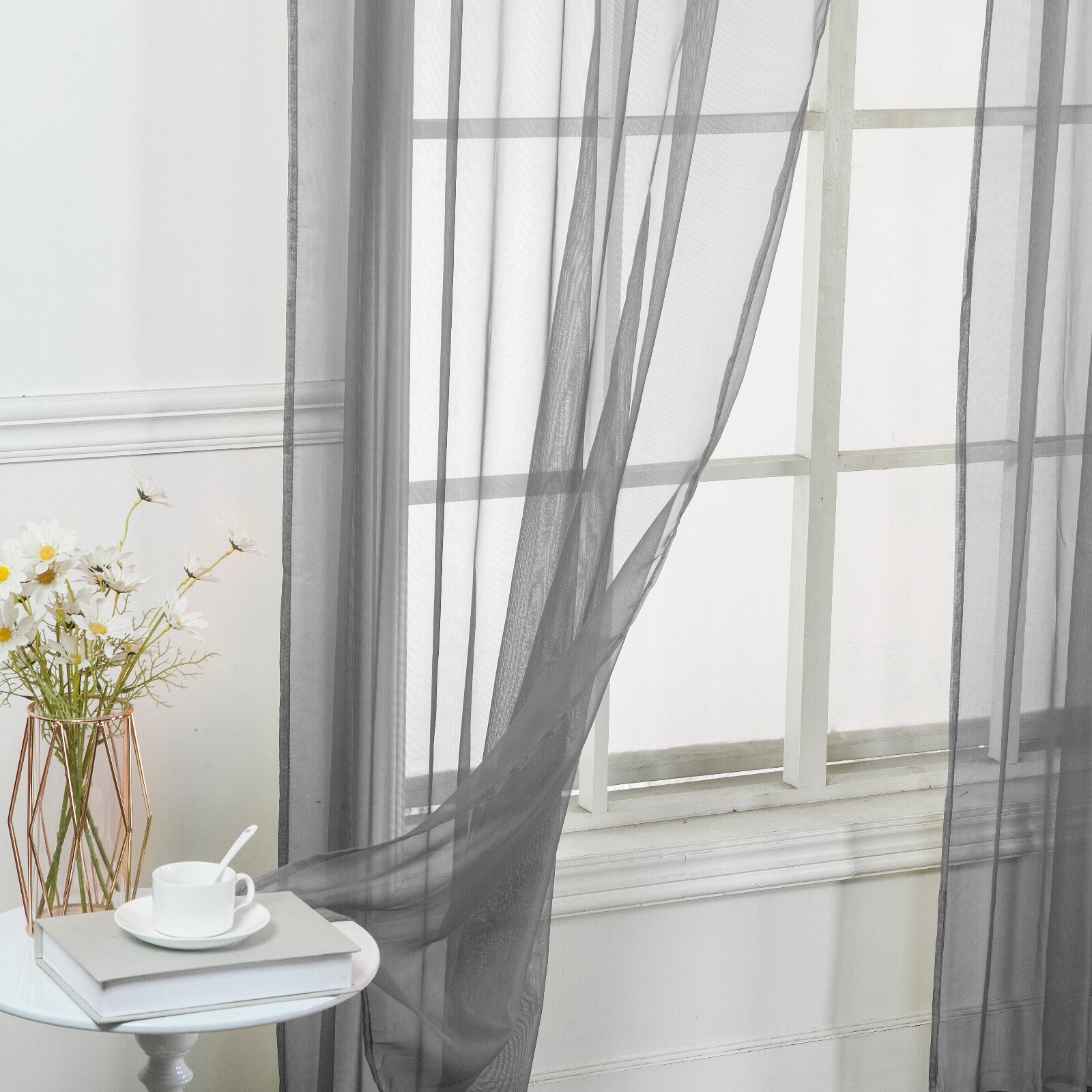 Set of (Two) 2 Sheer Curtain Panels – Window Panels in Many Sizes and Colors