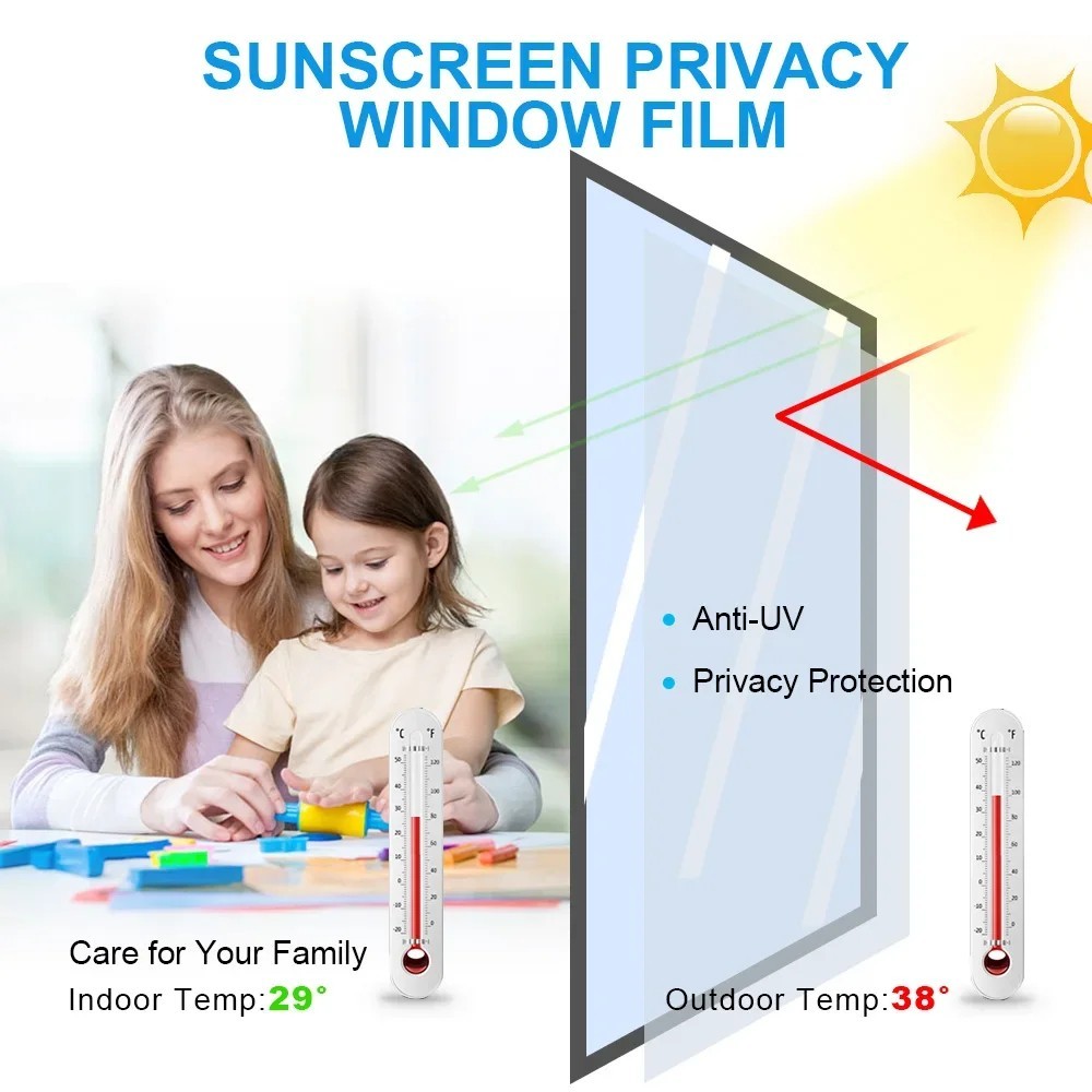 One Way Mirror Tint Window Film Privacy Protect UV Reflective Sun Block For Home