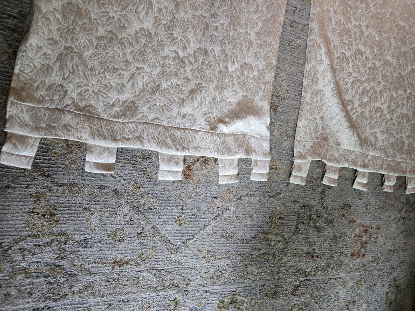 Gorgeous Handmade Ivory Brocade Draperies 4 pcs 87 x 28 each