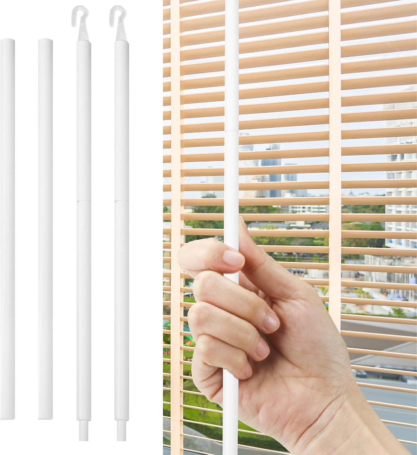 2 Sets 24Inch Blind Wand Replacement with Hook, Blind Opener Horizontal Window