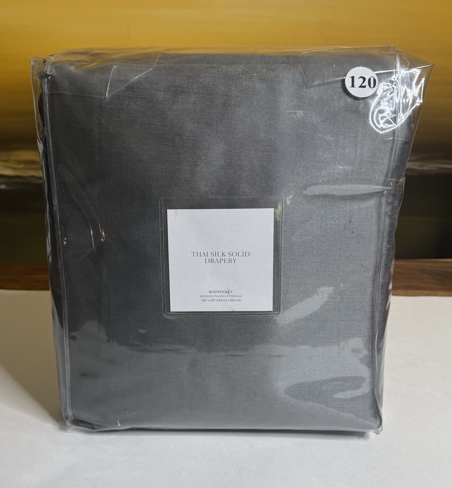 Restoration Hardware Thai Silk Solid Drapery RP 100″W x 120″L Nickel NEW $1,055