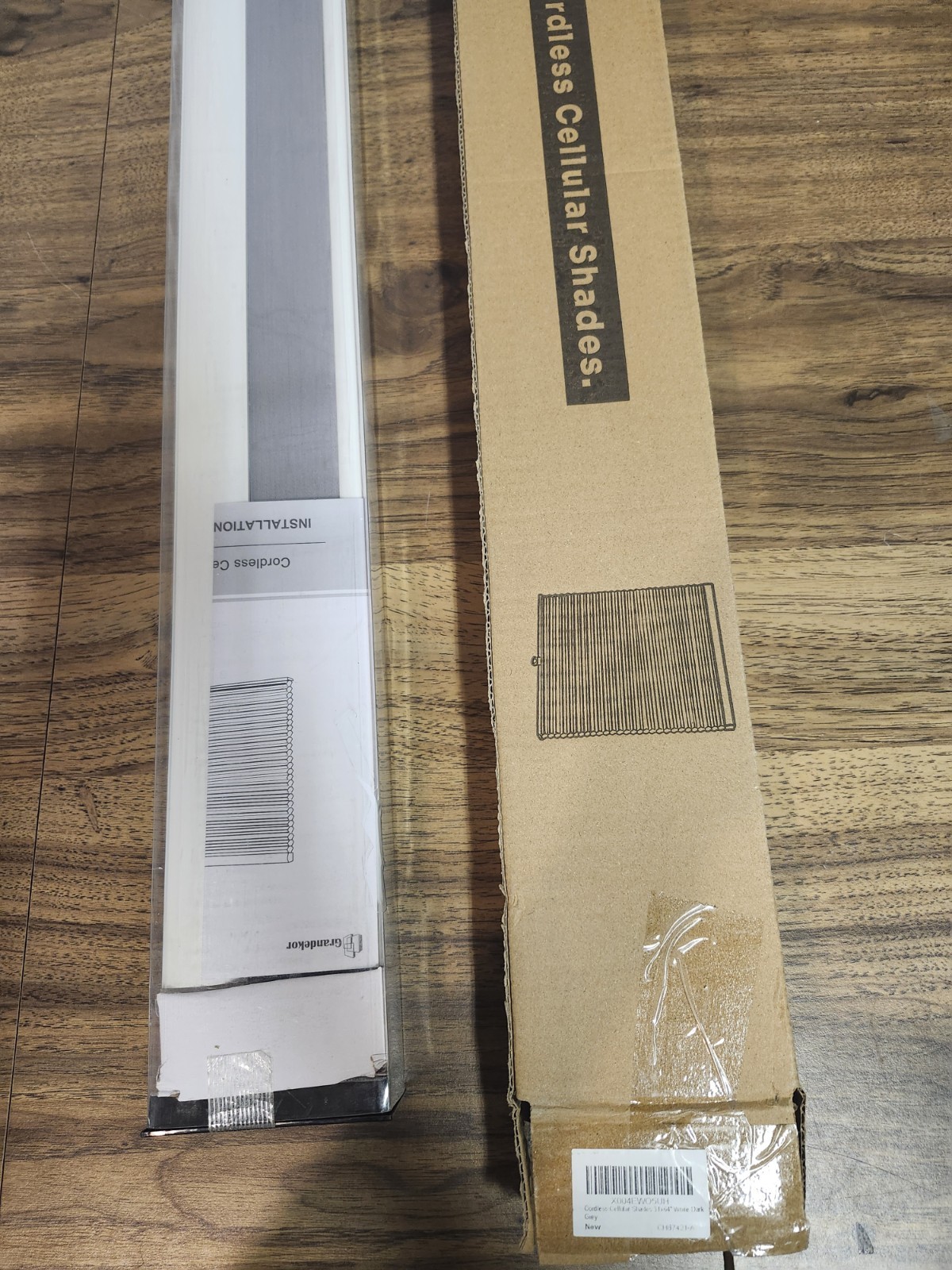 Cordlesss Cellular Shades Honeycomb 31X64″ White Dark Grey