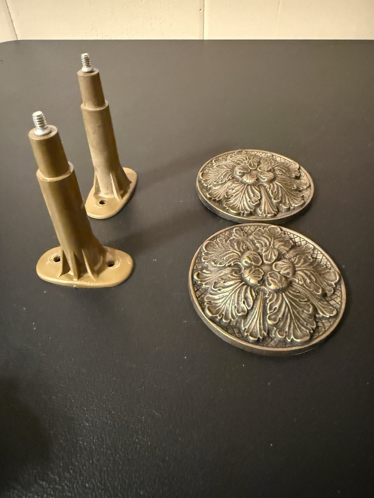 Brass Finish Curtain Tie Back Set With Other Accessories