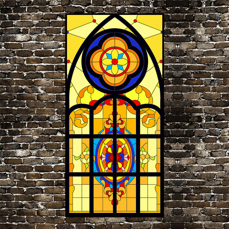 Self Adhesive Frosted Stained Glass Window Door 3D Sticker Film Decor