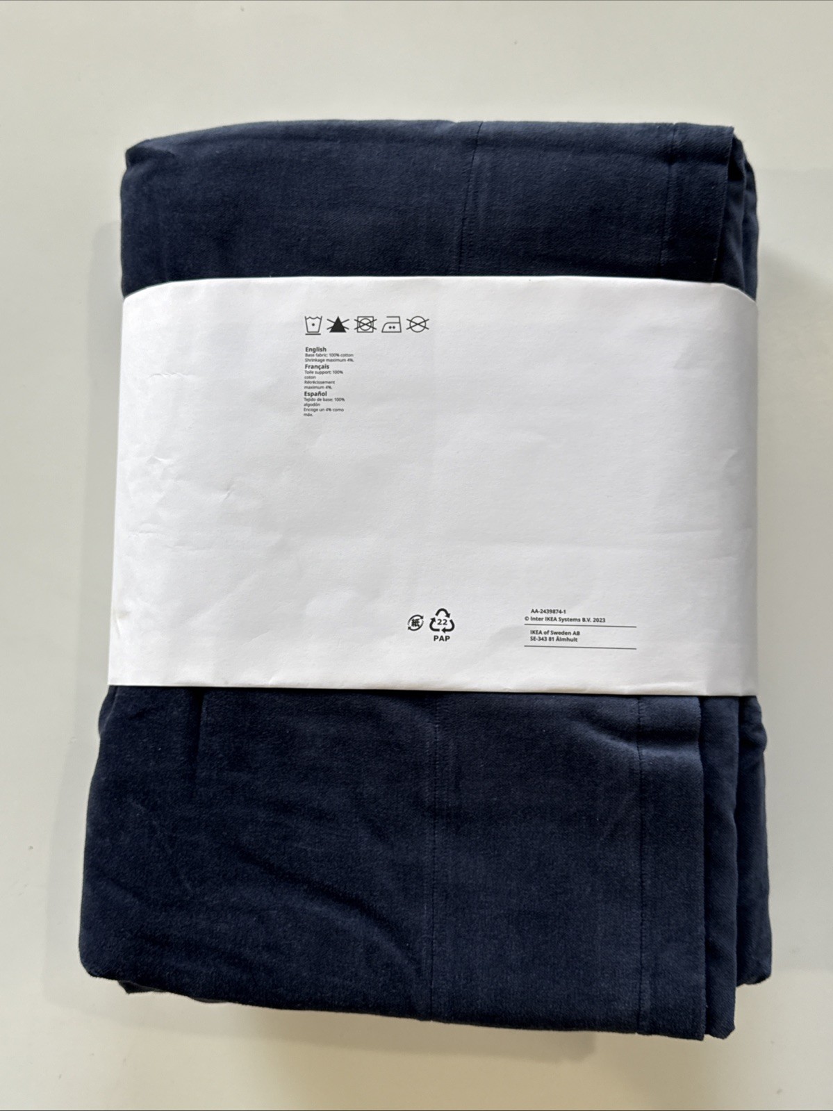 IKEA Sanela Velvet Curtains 2 Panels (1 pair) 100% Cotton Dark Blue 55″ x 84″