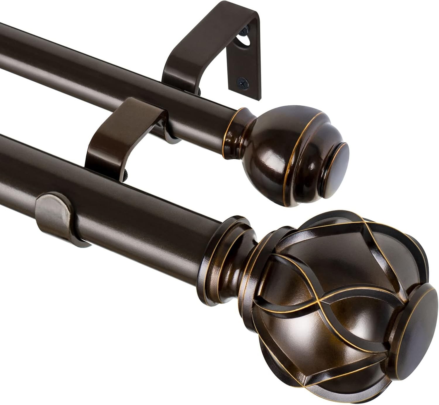 Curtain rod, bronze-colored heavy-duty double-layer curtain rod