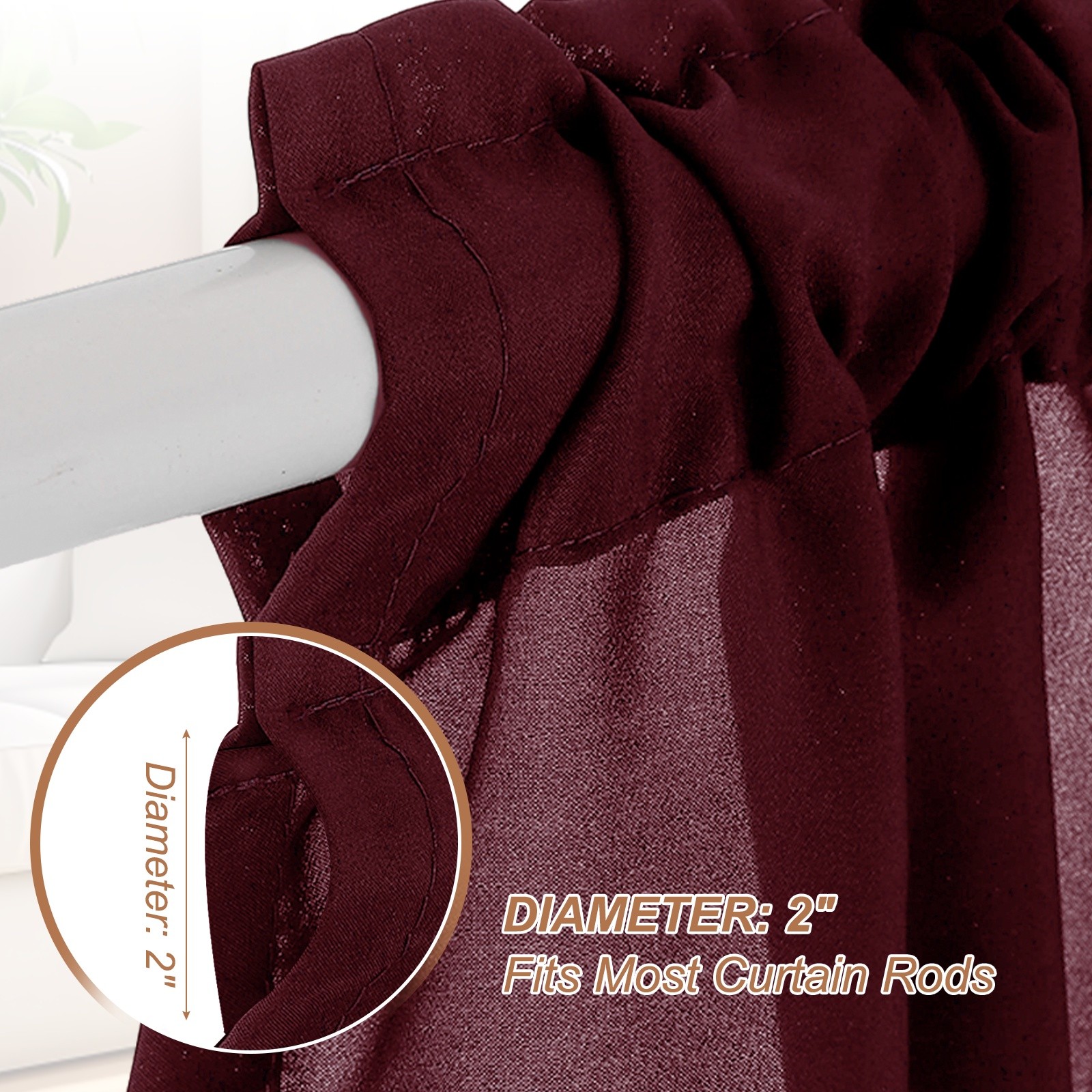 1 Panel Cabinet Curtain, Burgundy, 27.5″ W x 51″ l