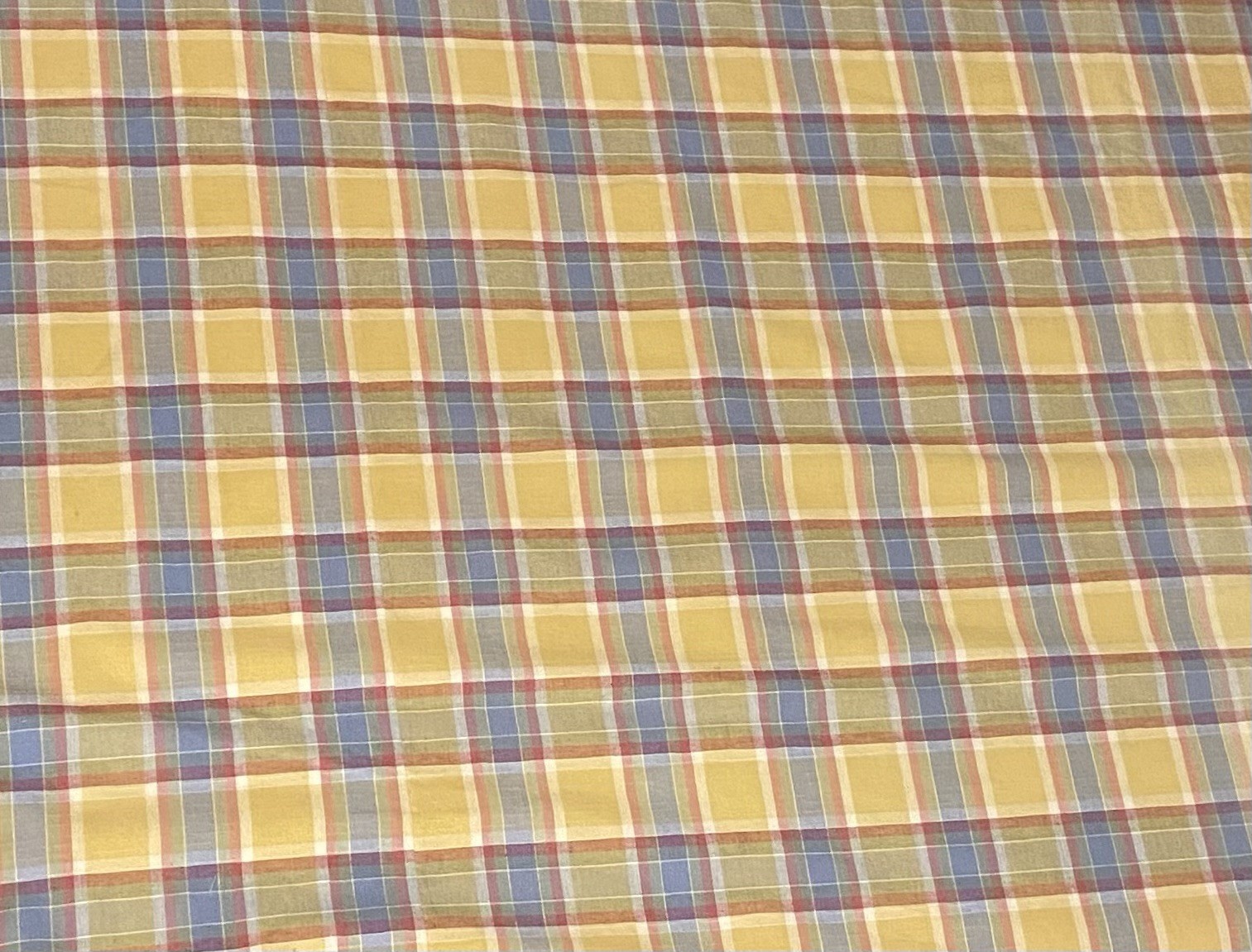 Custom Drapery Panels Yellow Red Blue Farmhouse Plaid Floral Pair + Wood Rings