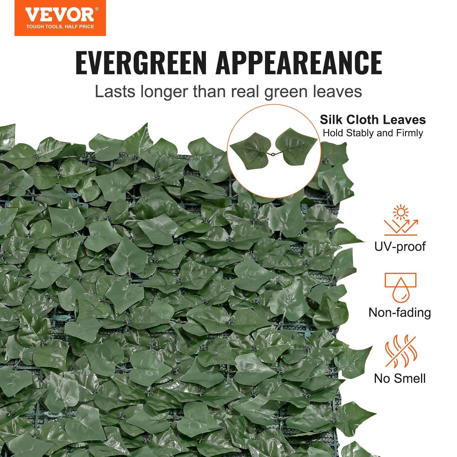 39x198in Faux Green Wall Panel – Natural Ivy Look, Airflow Mesh, Secure Joints