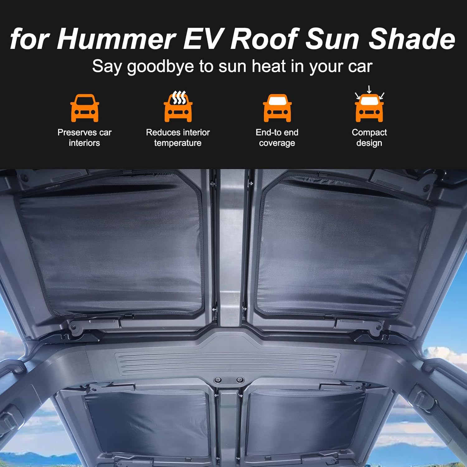4PCS Sunroof Shade for Hummer EV 2022-2026 SUV Pickup Heat Insulation Cover