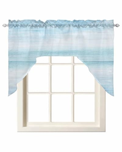 Gradient Swag Valances for Windows,Modern 56″W x 36″L (Pack of 1) Aqua Blue