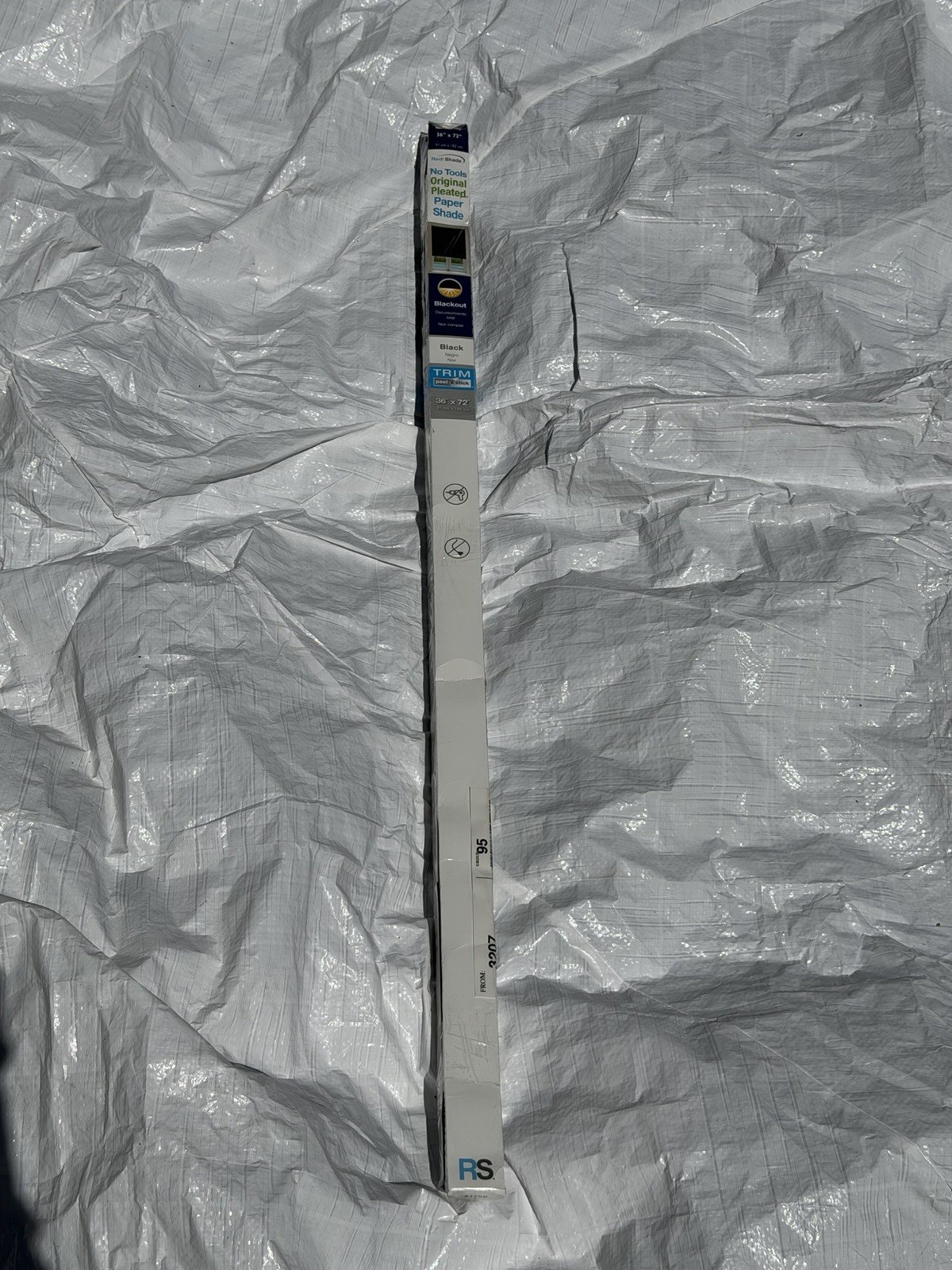2 No Tools Original Blackout Pleated Paper Shade Black, 36 In. W X 72 In. L