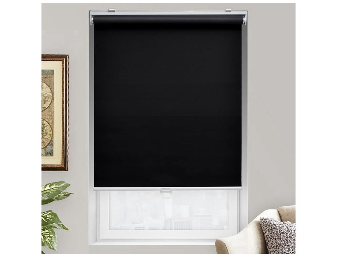Blackout Cordless Roller Shades – UV Protection, 54″ W x 72″ H, Black