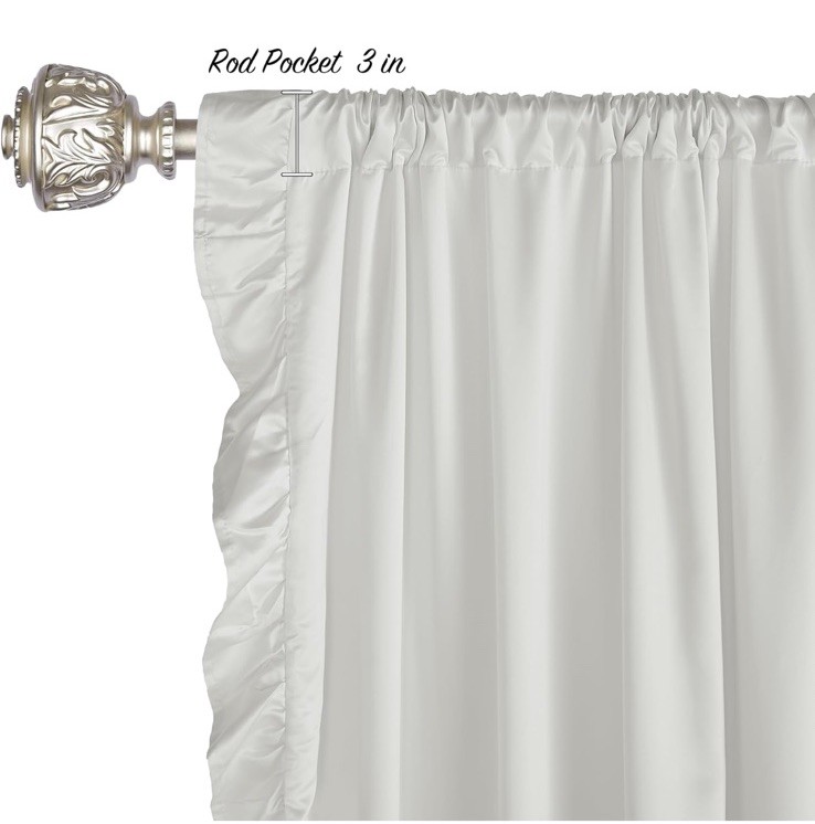 White Ruffle Curtains 52×84 Long 2 Panels, Premium Silky Satin Bedroom/living