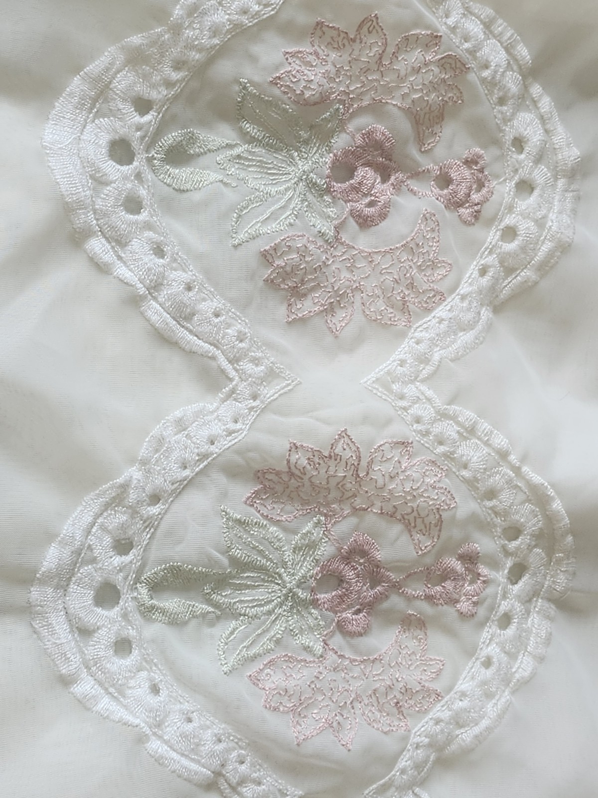 Set Sheer Polyester Machine Embroidered Curtains Flower Pattern Pink Pretty!…
