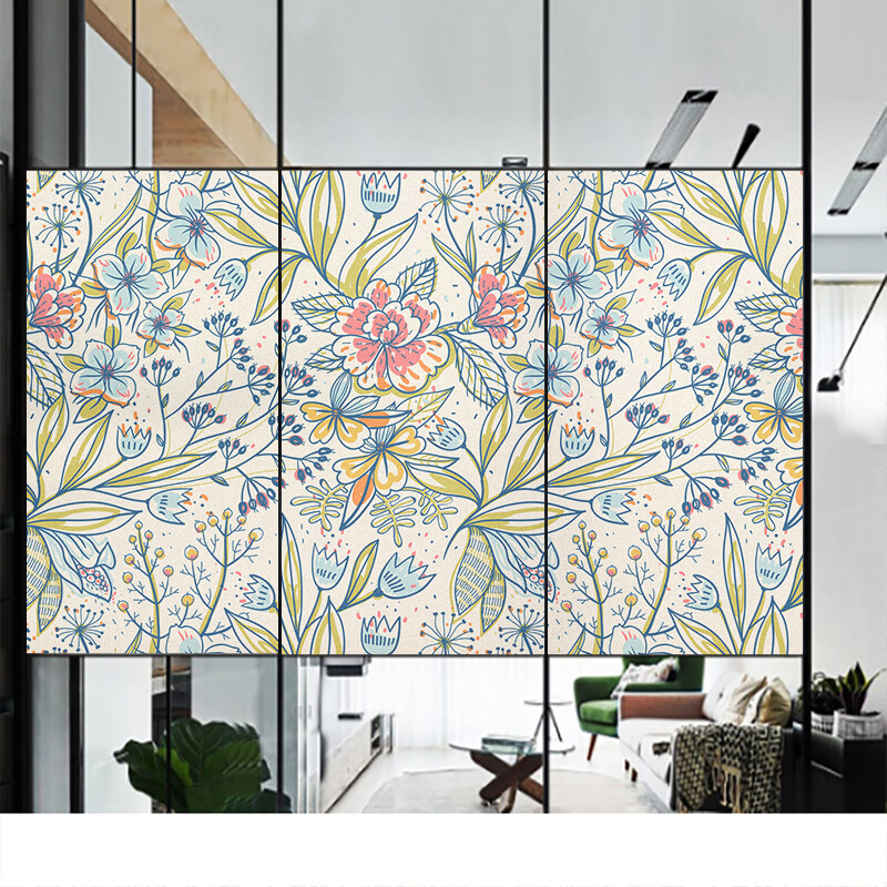 Window Flower Film Vinyl Stained Glass Window Sticker Protection Tint