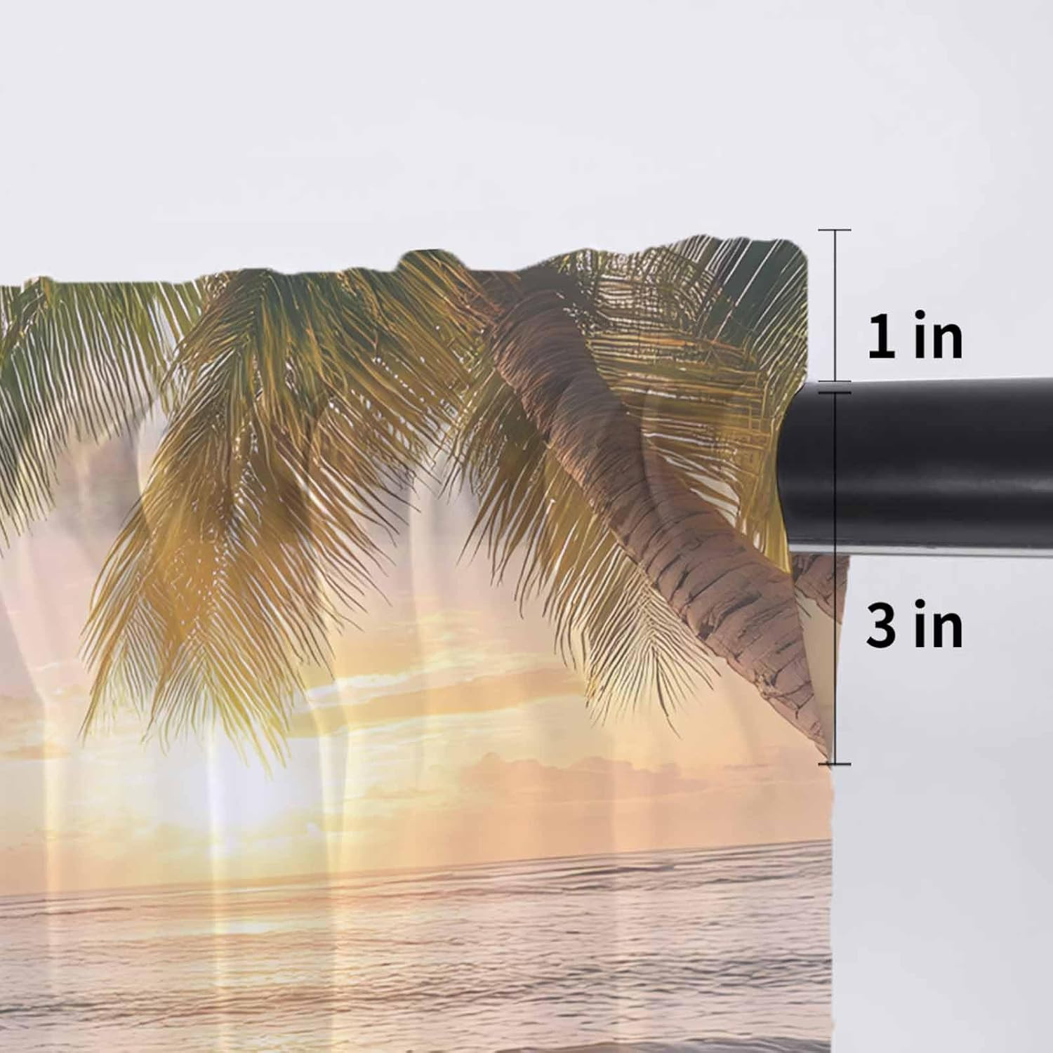 Sheer Valances for Windows Rod Pocket Kitchen Valance Curtains Palm Trees on the
