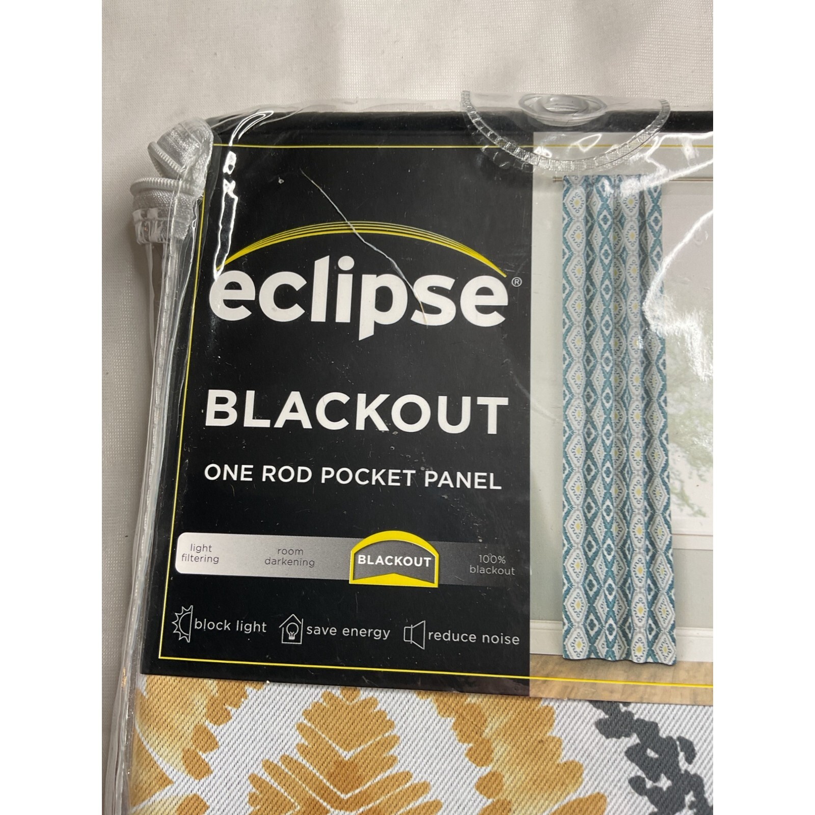 Eclipse Morrow Gold Ikat Pattern 37 in. W X 84 in. L Blackout Single Curtain