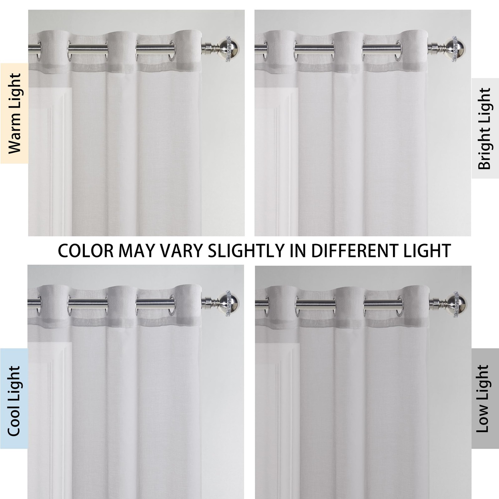 Grey Ombre Sheer Curtains – Gradient Semi Voile Grommet Top Window Curtains f…