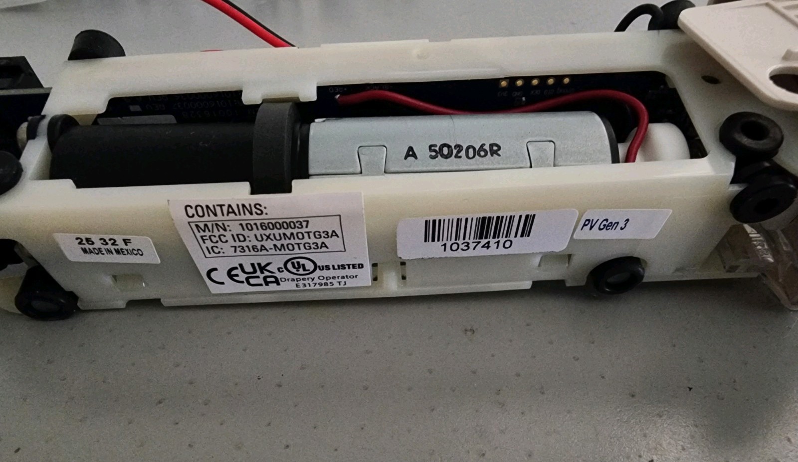 Hunter Douglas PowerView Gen3 Duette Motor With Internal Rechargeable Battery