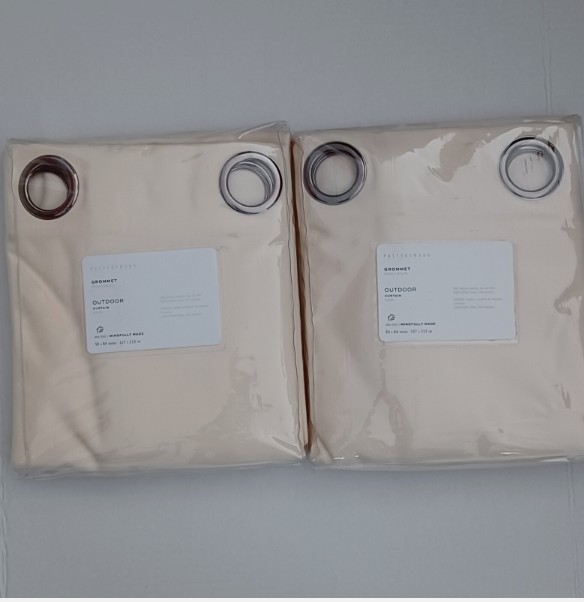 Pottery Barn Outdoor Grommet Curtain Drape S/2 50×84″ Ivory NIP