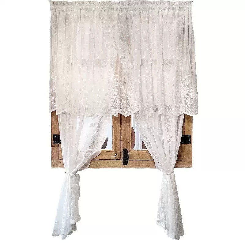 Long Lace Panel Valance Half Window Door Curtain Treatment Cabinet Curtain Panel