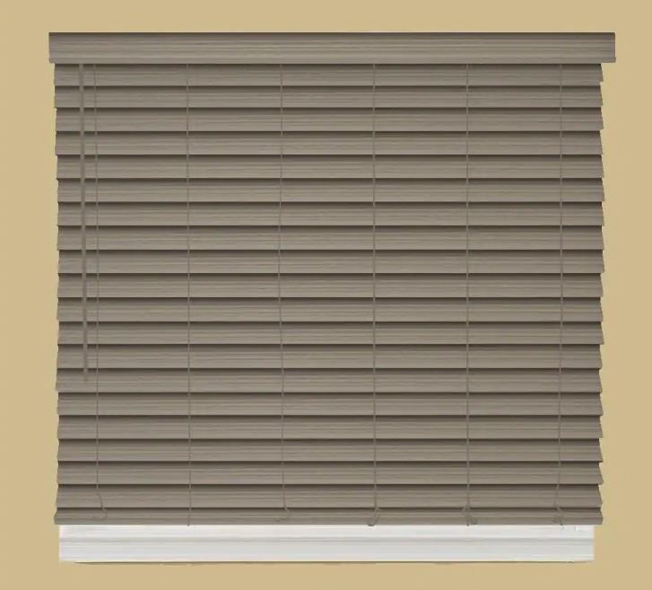 Driftwood Gray Cordless Room Darkening 2.5″ Faux Wood Blind for Window 35″W x48″