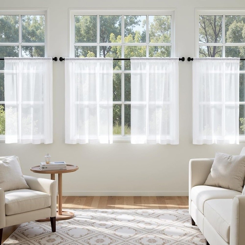 Premium Sheer Curtains Light Filtering Elegant Home Decor Privacy New