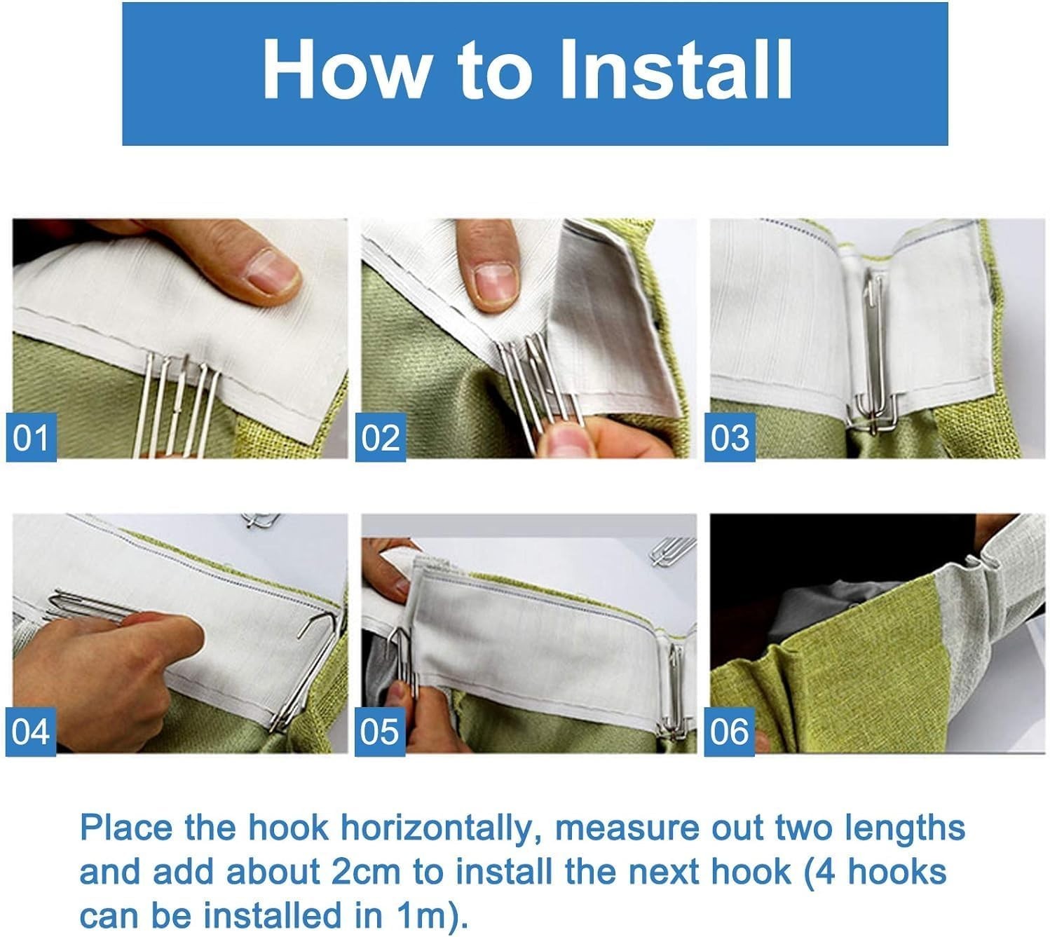 Curtain Tape Set with Hooks White Deep Pinch Pleat DIY Curtain Accessories