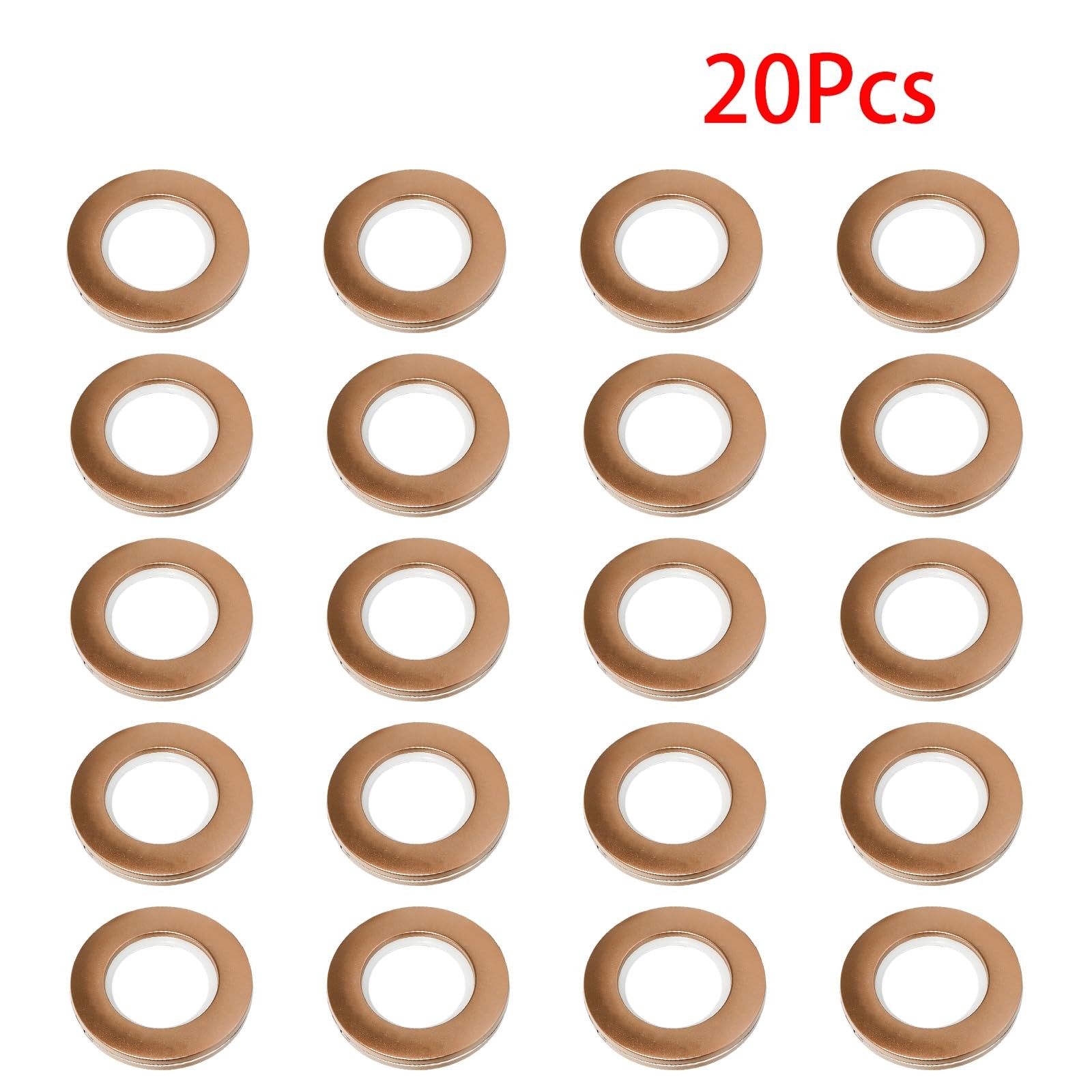 20 PCS Plastic Curtain Grommets Eyelet Rings Matte Coffee Inner 19/16 Inch