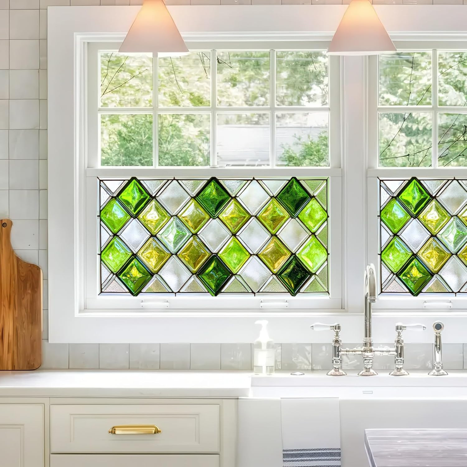 Window Privacy Film 39.3×17.7 Inchs Stained Glass Window Film Home Decoration An
