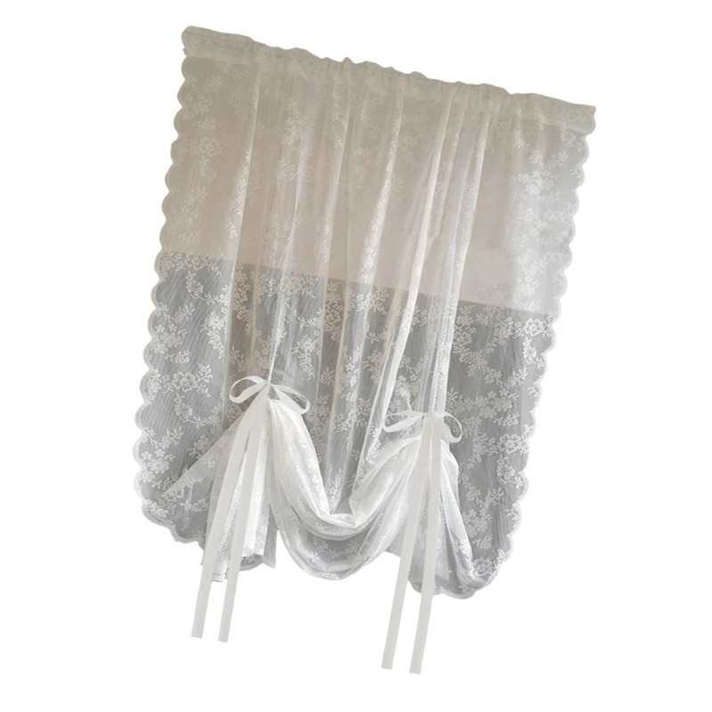 Soft Breathable White Lace Pulling Curtain for Dining Room Bedroom Kitchen