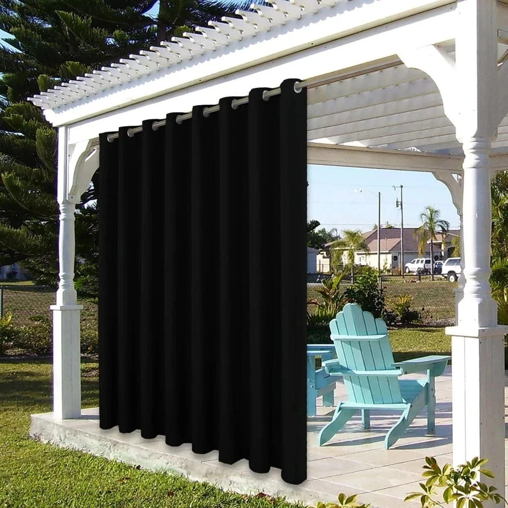 Extra Wide Waterproof Outdoor Curtains for Patio, 150×108 Inch, Black