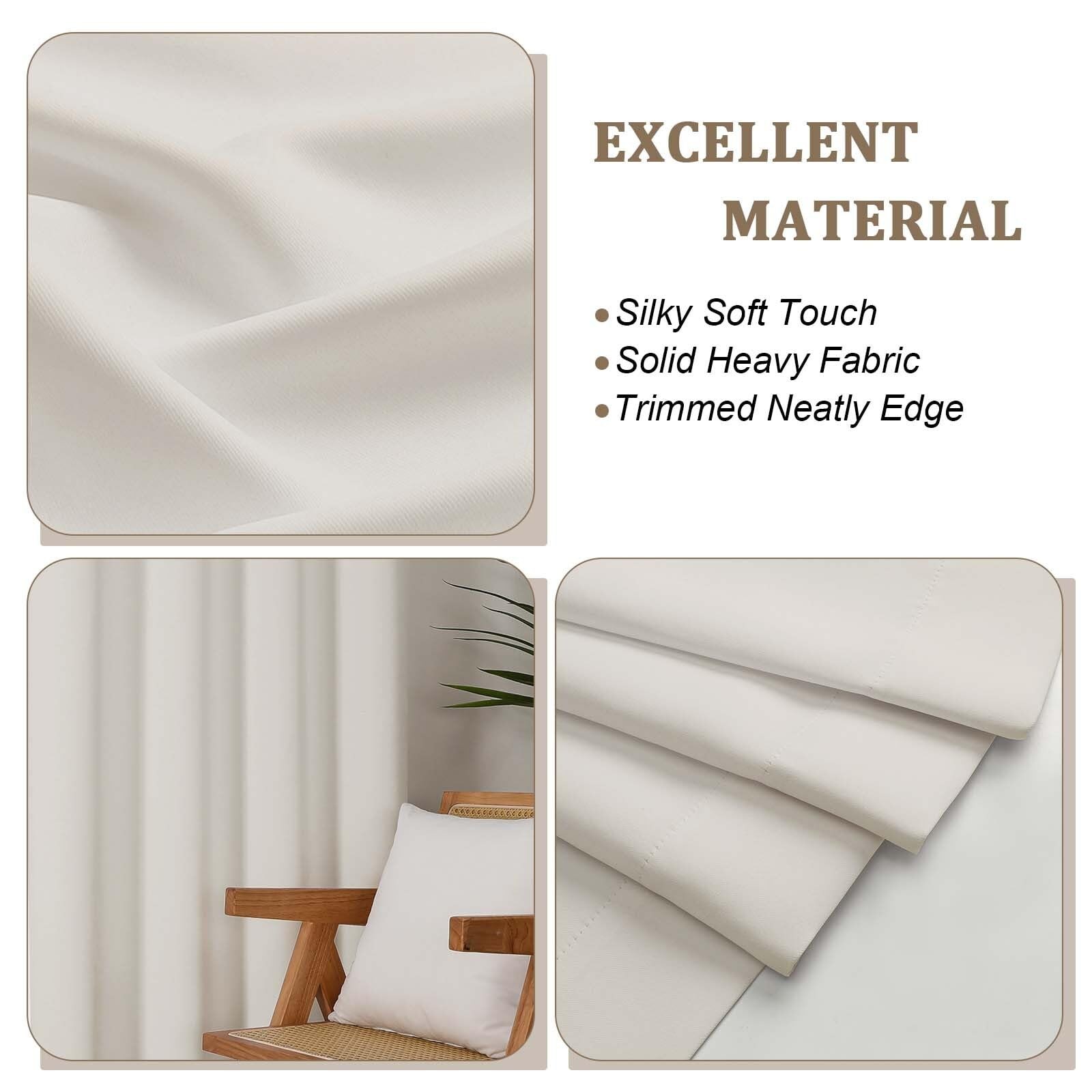 Lecloud Natural Kitchen Curtains 36 Inch Length 2 Panels Room Darkening Privacy