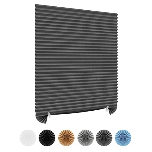 Window Blinds Cordless Blackout No Drill Cut to Size 24″W x 59″H Grey – 1 Pack