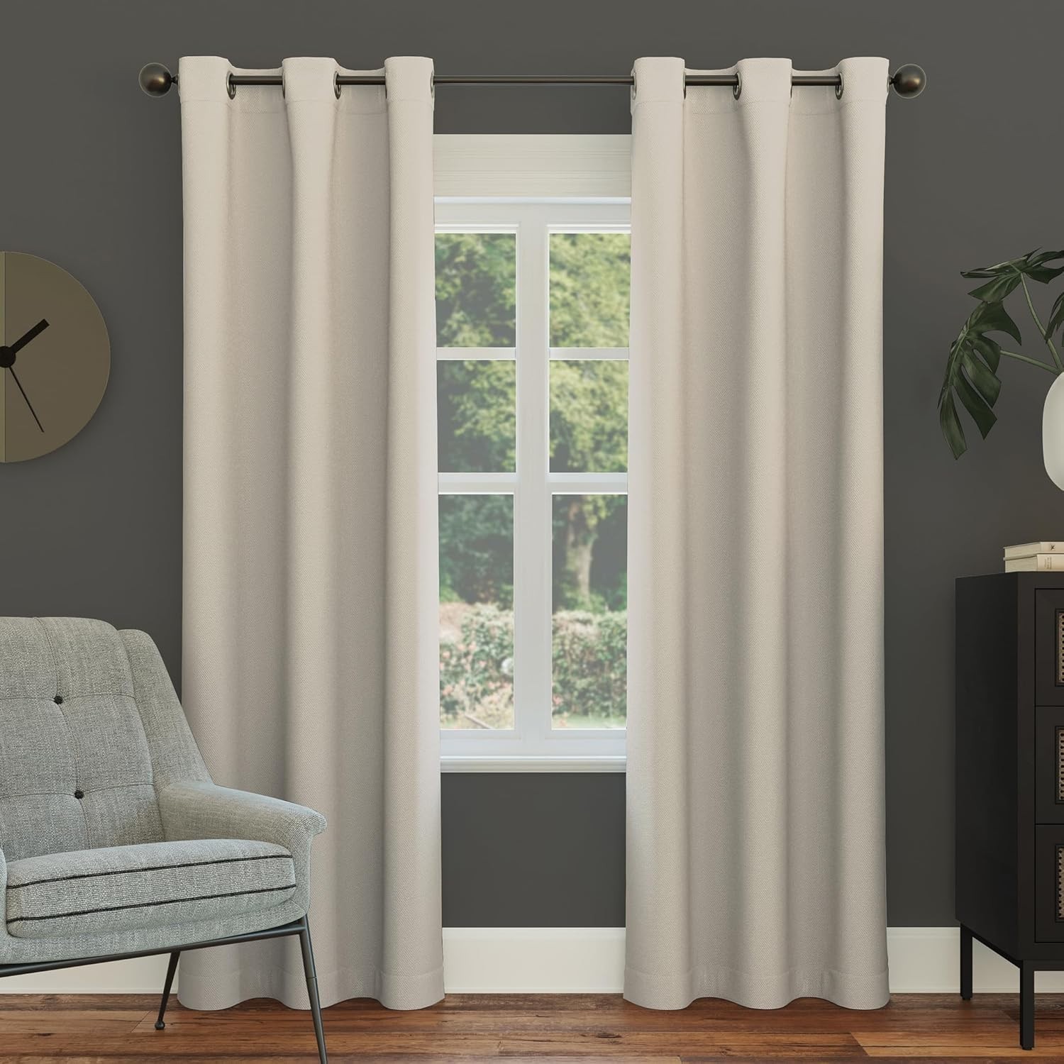 Sun Zero Easton Energy Saving Blackout Grommet Curtain Panel, 40″ x 63″, Pearl
