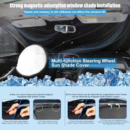 3PCS Car Window Shades Front Windshield Sun 3PC For 2020-2024 Fo-rd Explorer