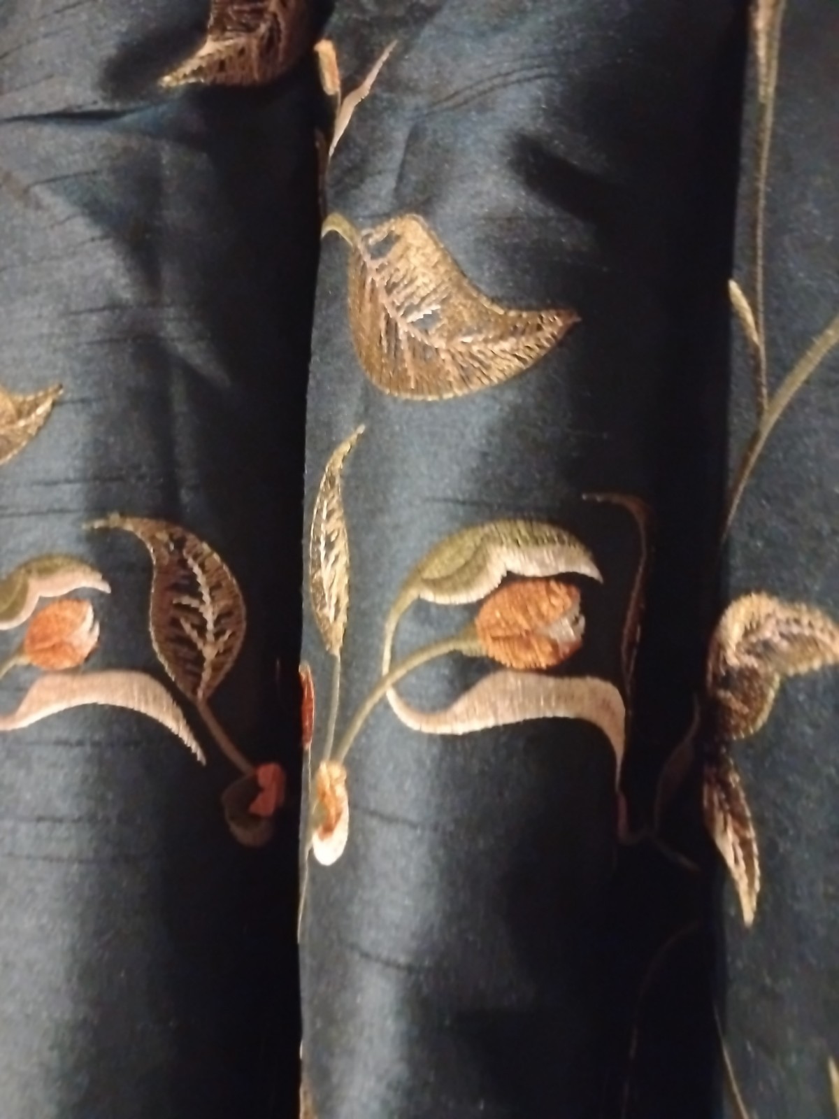 CUSTOM HEAVY Brocade LUXURY Lined Drape Panels Blue/ Gold Jacquard 32/87
