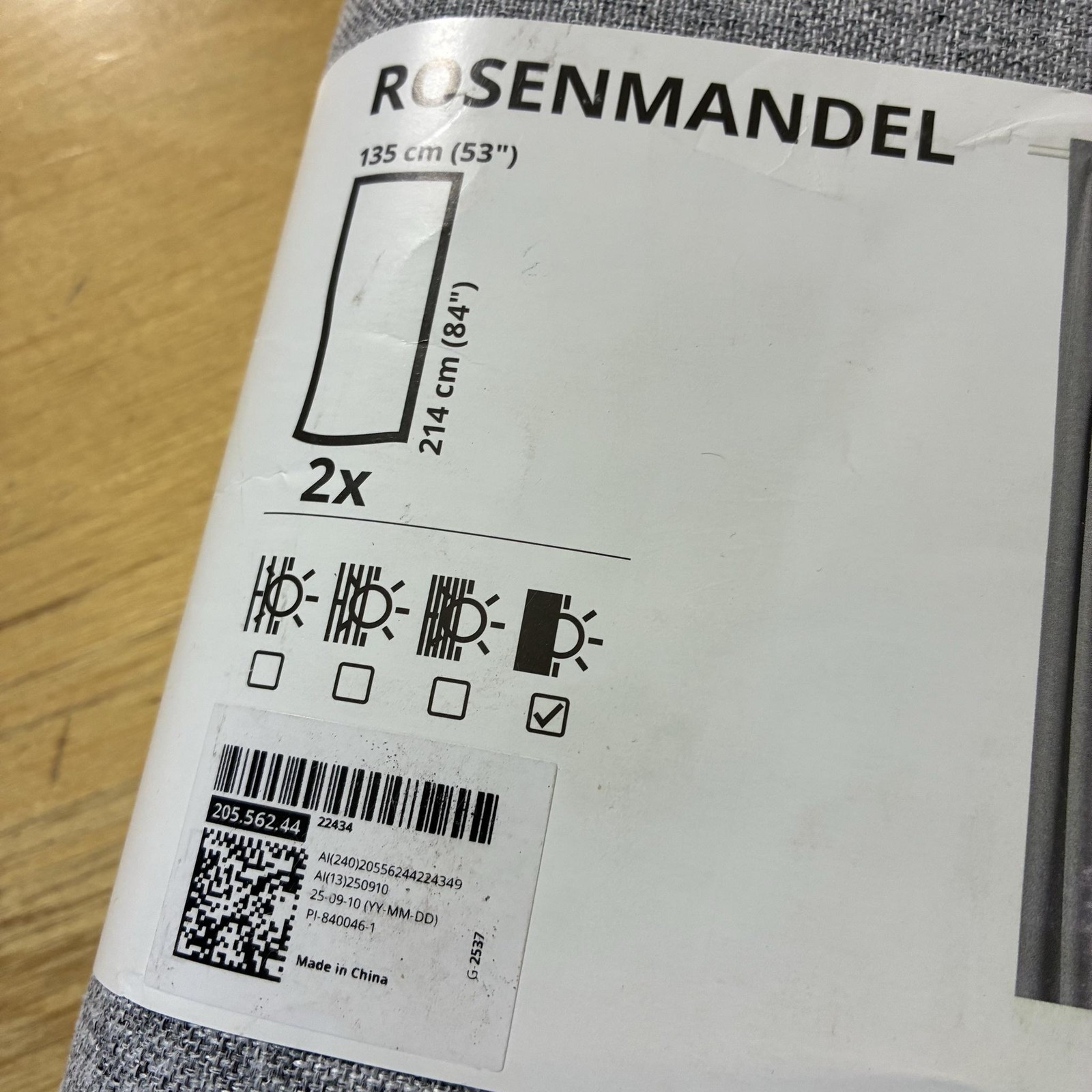 IKEA ROSENMANDEL Gray Blackout Curtain Panels Set Of 2 53×84 Textured Window