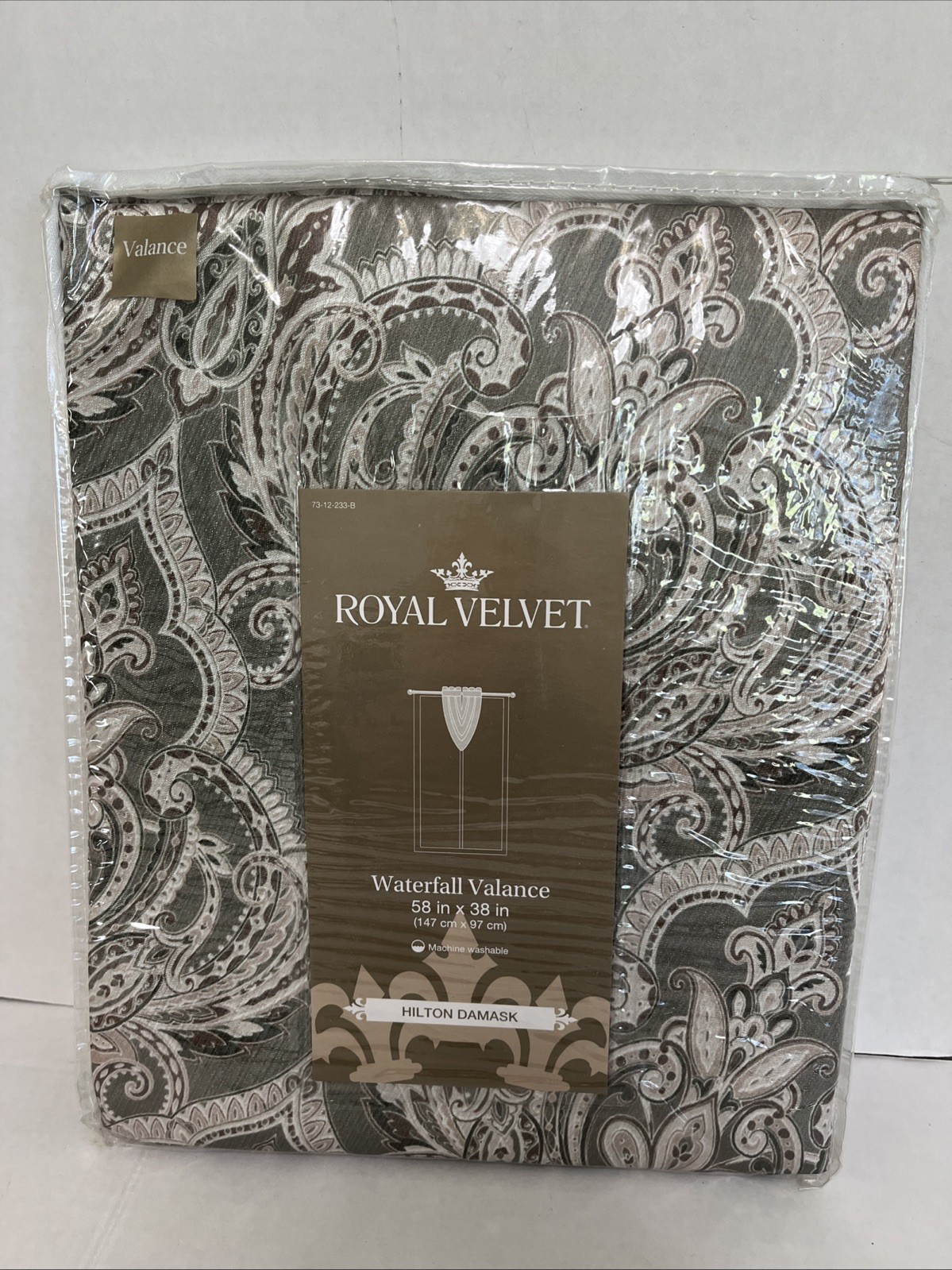 JCP Royal Velvet Hilton Waterfall Valance, Evening Sage, Rod Pocket 58″x 38″
