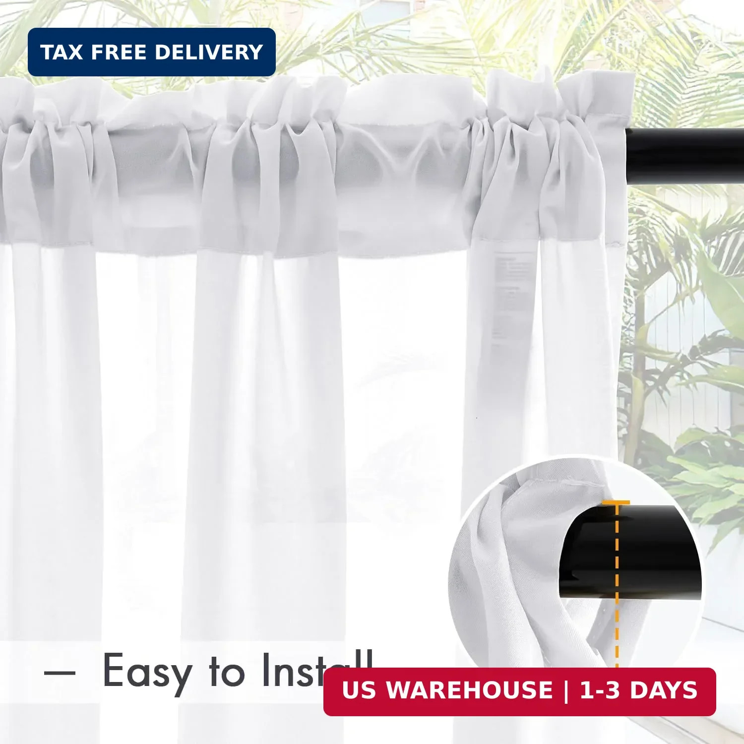 MIULEE White Privacy Outdoor Curtains Waterproof Non-See-Through Semi Sheer 2 Pa