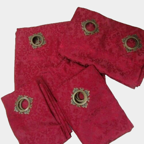 Chris Madden Hilton Jacquard Red 6pc 108×63 Grommet Drapery Panels and Valances
