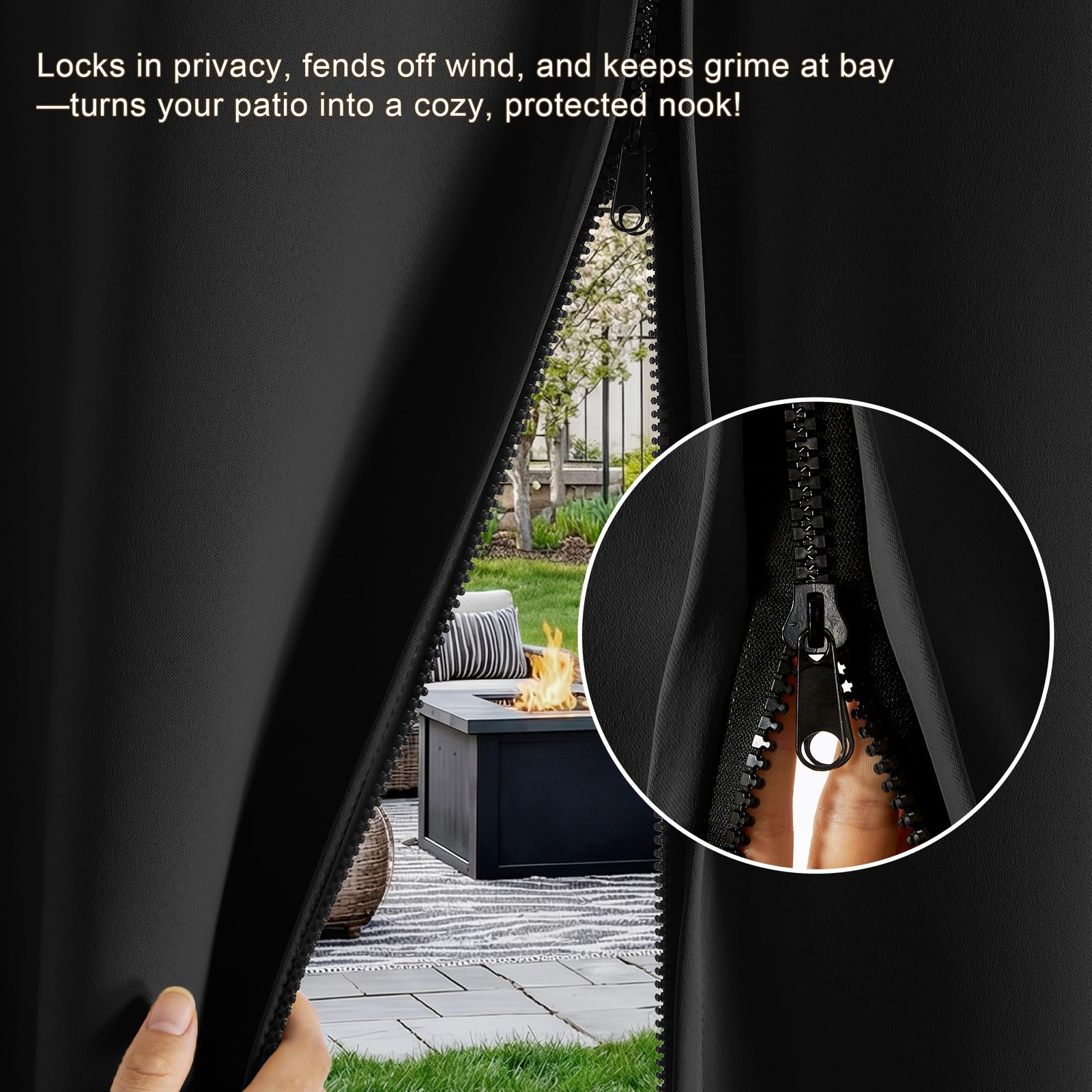 RYB HOME Fade-Resistant Outdoor Curtains for Patio Waterproof with Zipper Back