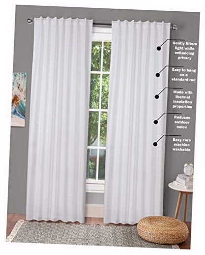 Farm House Curtain-Cotton Textured Slub Fabric -White, 50×72 White & White