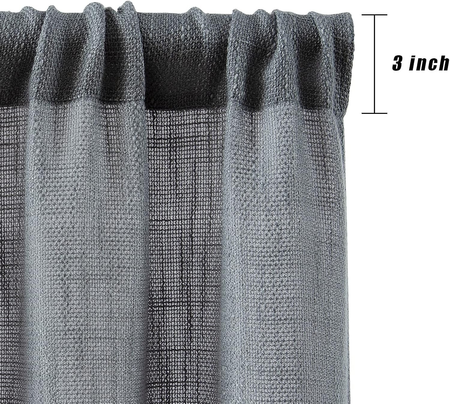 Elegant Grey Burlap Look Short Curtains – 45″ Rod Pocket Panels for Kitchen