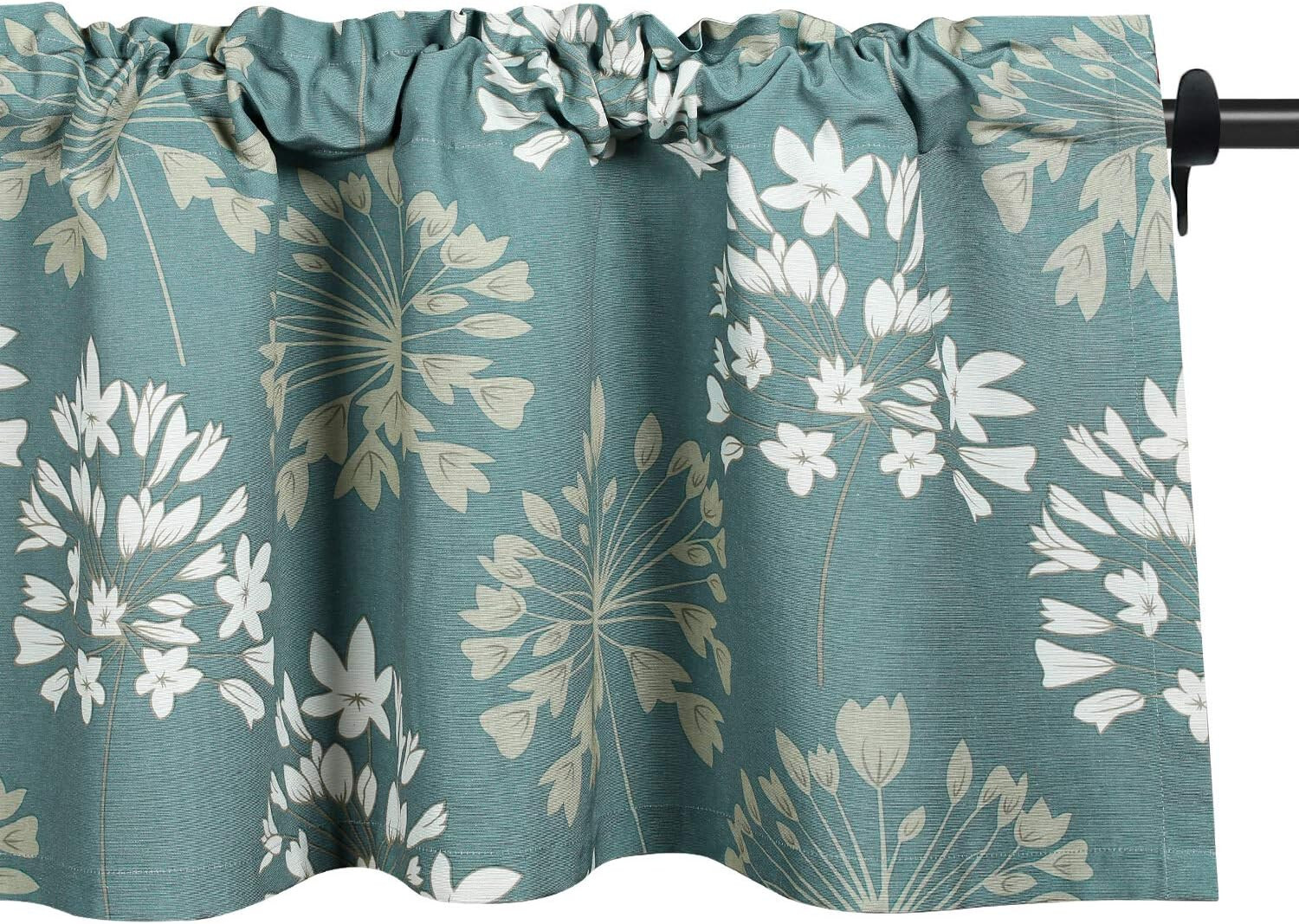 1PC VOGOL Floral Pattern Kitchen Valance for Window, Rod Pocket Linen 52 x 18