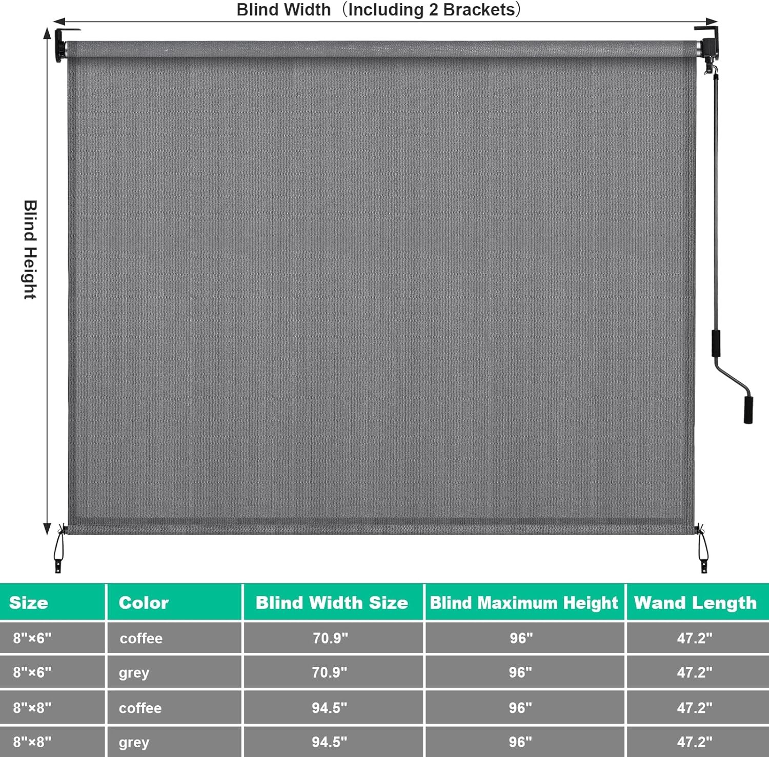 Patio Roller Sun Shade Roll Up Blinds Outdoor Porch HDPE Privacy Shade Screen