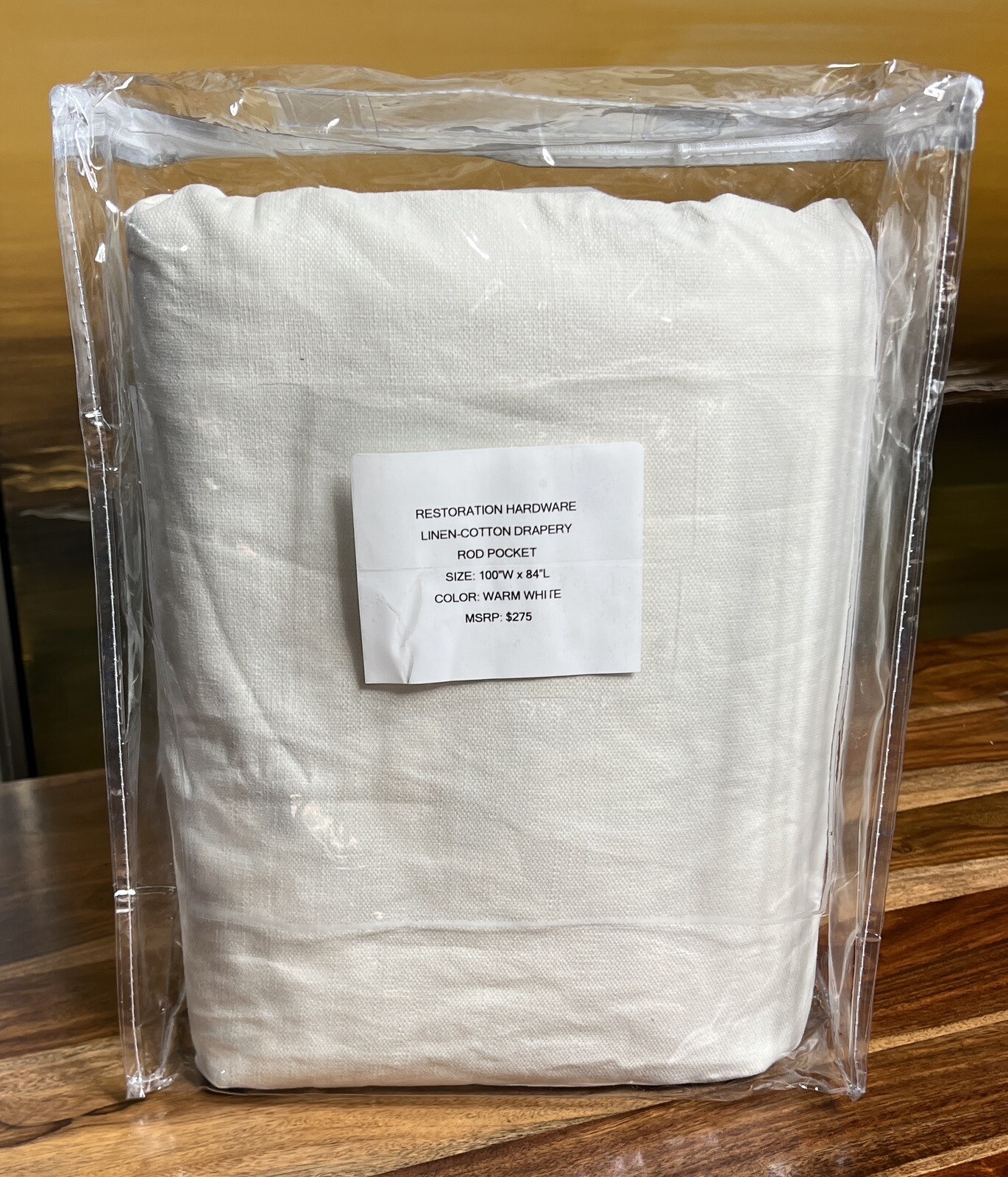 Restoration Hardware Linen-Cotton Drapery Panel RP 100″ x 84″ Warm White $275