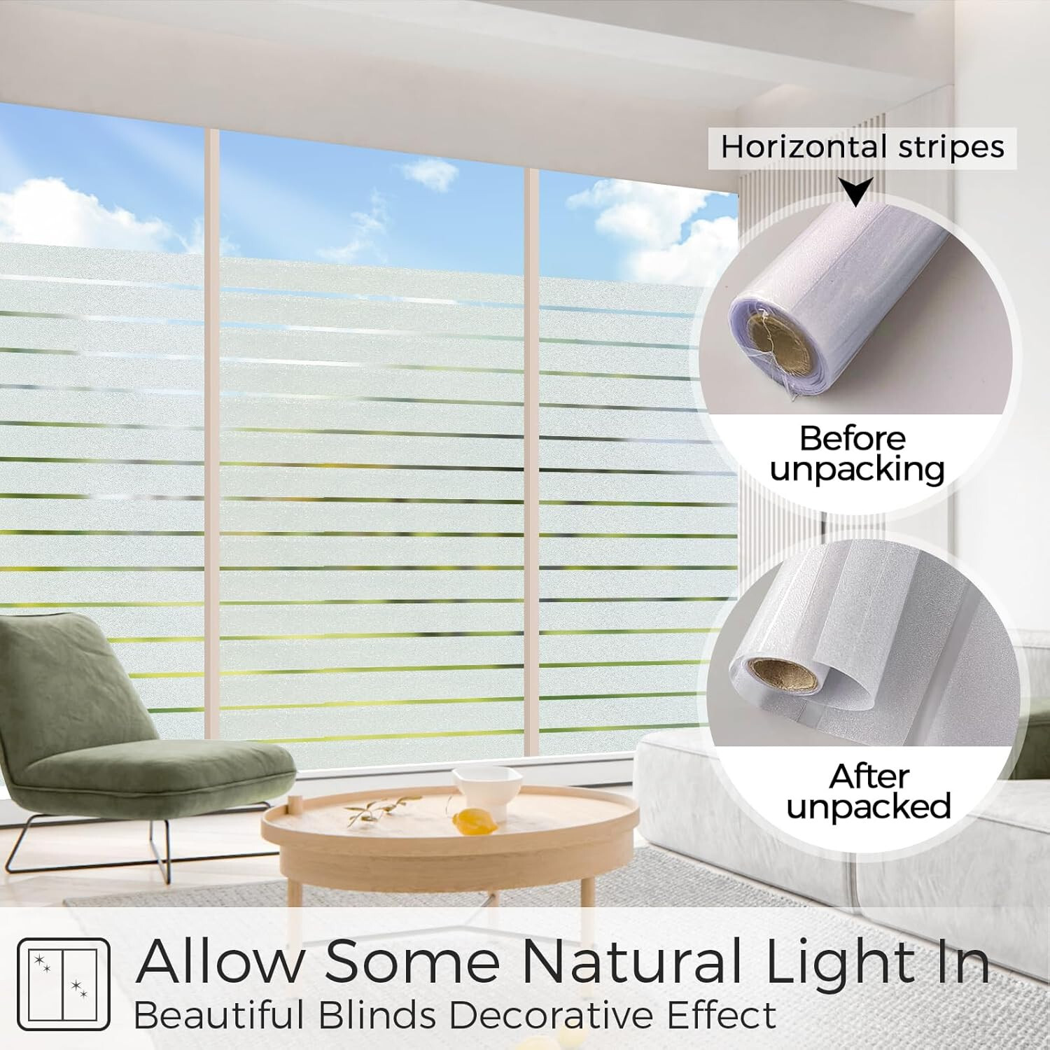 2-Pack Coavas Frosted Window Film, 23.6×78.7in, Heat Blocking, Static Cling