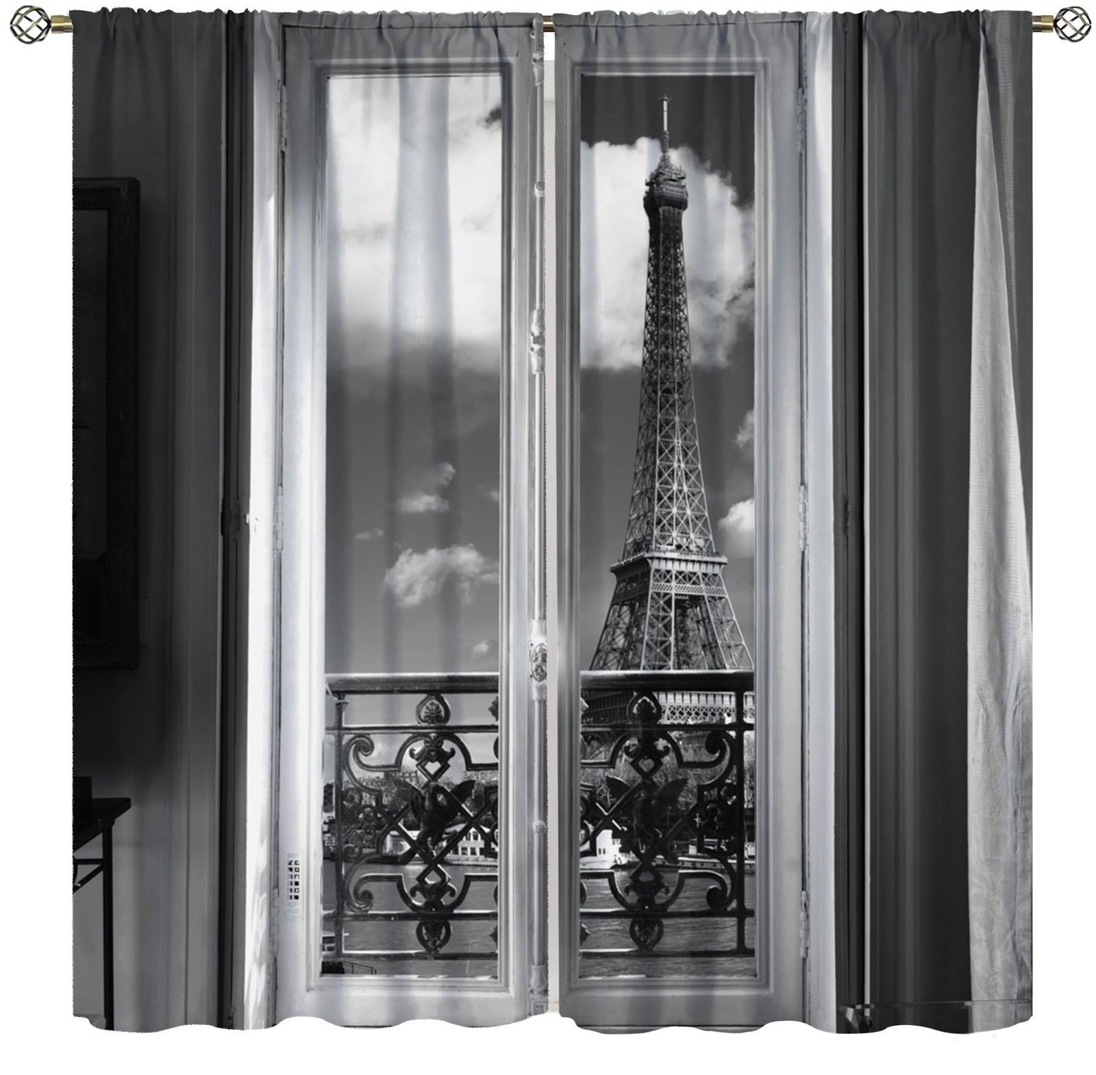 Paris Tower Curtains,Girl Simple Romantic European City Architecture Eiffel T…